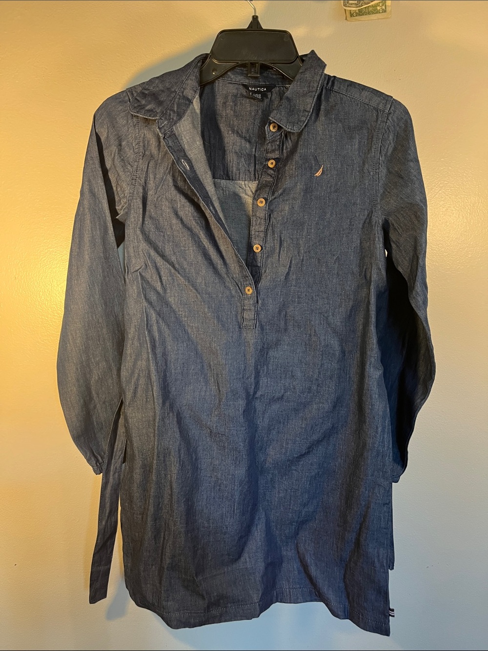 Nautica Girls Denim-Style Navy Tunic Shirt Jacket